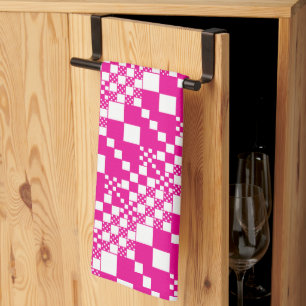 Paño De Cocina Verificado, verifica en magenta y blanco