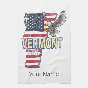 Paño De Cocina Vermont Estados Unidos Retro State Map Vintage USA