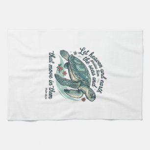 Paño De Cocina Versículo de la Biblia de Tortuga Marina Diseño de