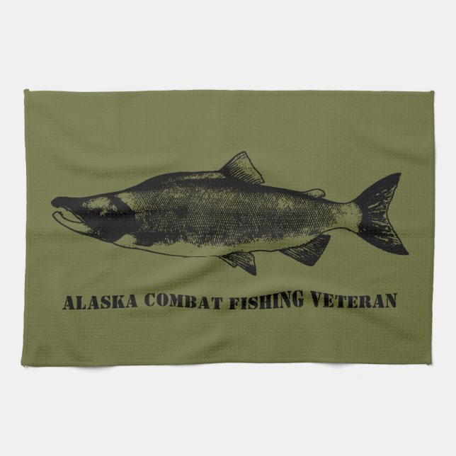 Paño De Cocina Veterano de la Pesca de Combate de Alaska (Horizontal)