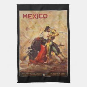 Paño De Cocina Viaje Antiguo a México Matador de Toros