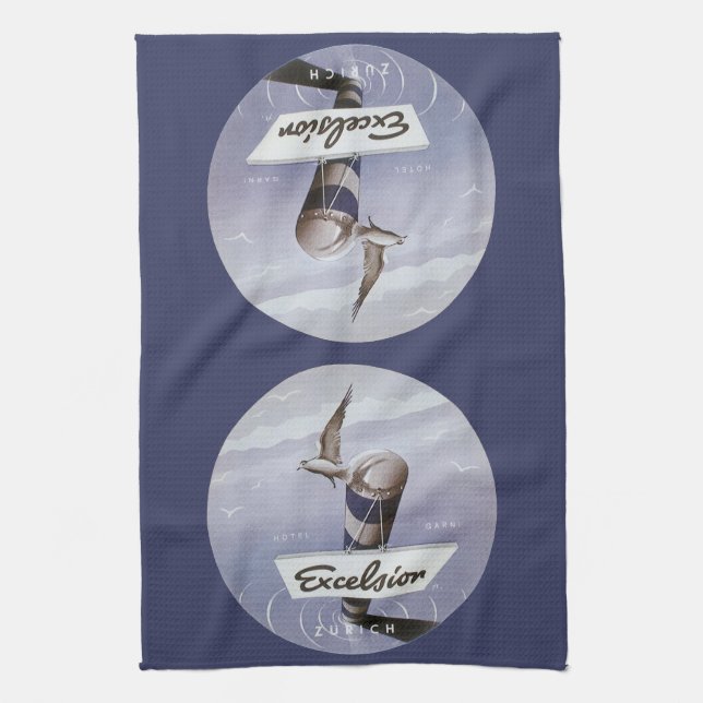 Paño De Cocina Viaje de época Excelsior Hotel Zurich Suiza (Vertical)