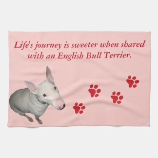 Paño De Cocina Viaje de la vida - Bull Terrier inglés - Huellas d