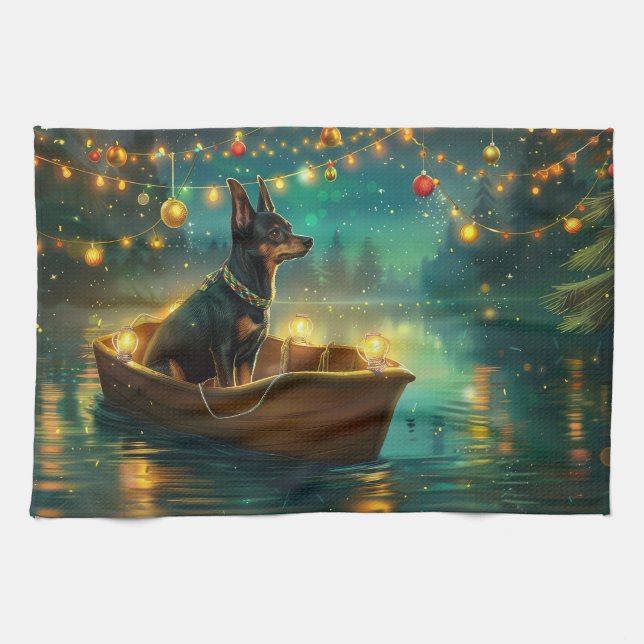 Paño De Cocina Viaje festivo de Navidad del Kelpie australiano (Horizontal)