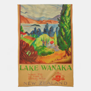 Paño De Cocina Viaje por el lago Vintage Wanaka Nueva Zelanda