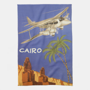 Paño De Cocina Viajes antiguos a El Cairo, Egipto, Avión Biplano