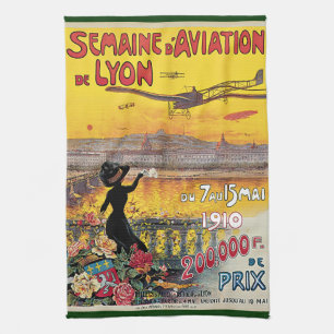 Paño De Cocina Viajes antiguos, aviones de aviación, Lyon, Franci