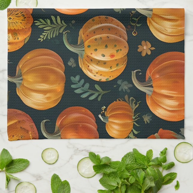 Paño De Cocina Vibes de tarta de calabaza de Halloween (Doblado)