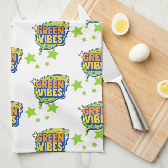 Paño De Cocina Vibes verdes, Día Mundial del Medio Ambiente, Salv (Doblado Cuarto)