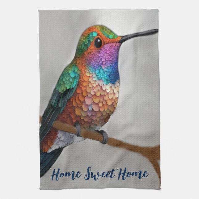 Paño De Cocina Vibrant Allen’s Hummingbird Painting (Vertical)