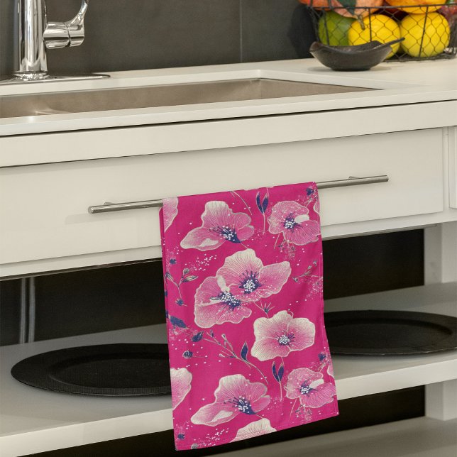 Paño De Cocina Vibrant Floral Pattern in Pink, White & Royal Blue (Subido por el creador)