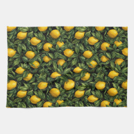 Paño De Cocina Vibrant Lemon Citrus Tree Pattern