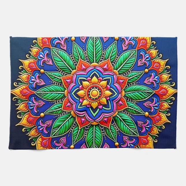 Paño De Cocina Vibrant Mandala Artistry (Horizontal)