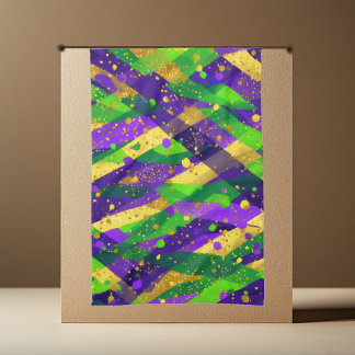 Paño De Cocina Vibrant Mardi Gras Purple Green Gold Cool Stripes 