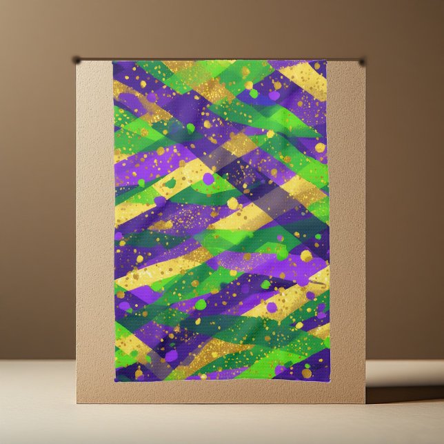 Paño De Cocina Vibrant Mardi Gras Purple Green Gold Cool Stripes  (Vibrant Mardi Gras Purple Green Gold Cool Stripes Kitchen Towel)