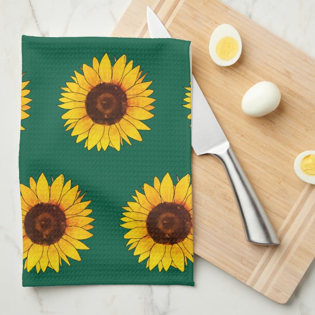 Paño De Cocina Vibrant Yellow Sunflower Bloom (Doblado Cuarto)