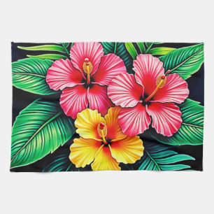 Paño De Cocina Vibrante arte tropical hibiscus
