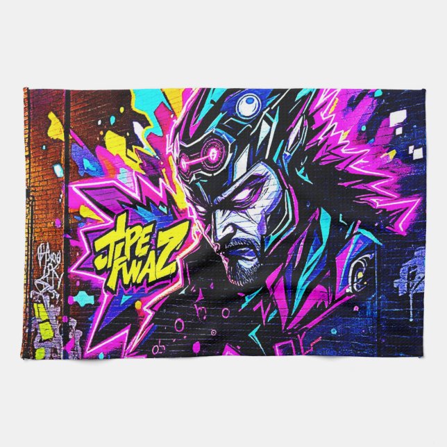 Paño De Cocina Vibrante barrido de arte callejero (Horizontal)