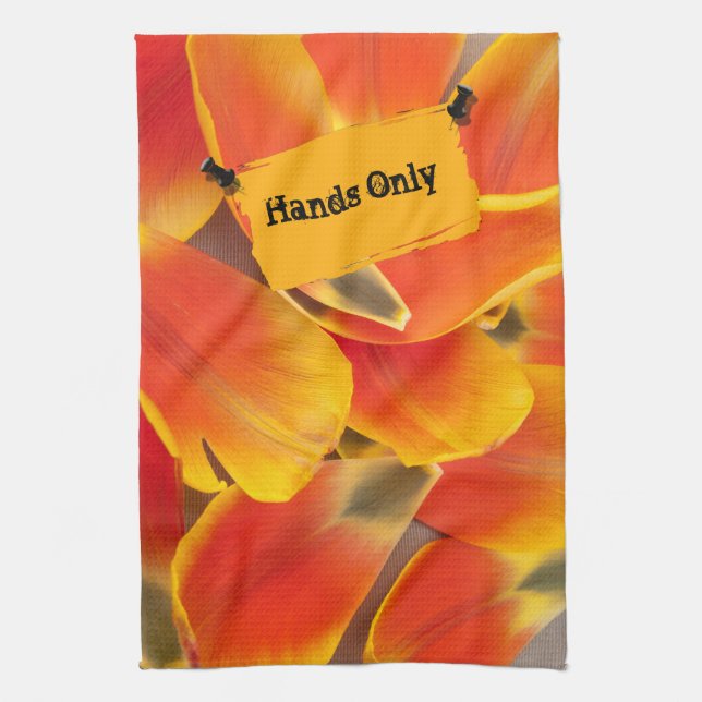Paño De Cocina Vibrante Naranja Tulip Petals Personalizado de fot (Vertical)