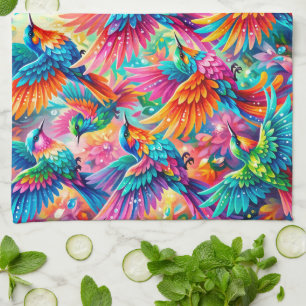 Paño De Cocina Vibrante paisaje de sueños de colibrí – Boho tropi
