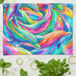 Paño De Cocina Vibrante paisaje de sueños de delfines – Boho psic