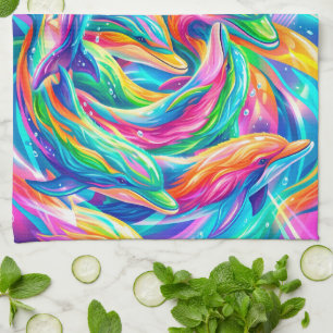 Paño De Cocina Vibrante paisaje de sueños de delfines – Boho psic