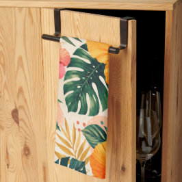 Paño De Cocina Vibrante Patrón Floral Seamless de Hibisco Tropica