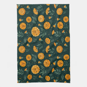 Paño De Cocina Vibrante patrón Marigolds