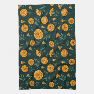 Paño De Cocina Vibrante patrón Marigolds