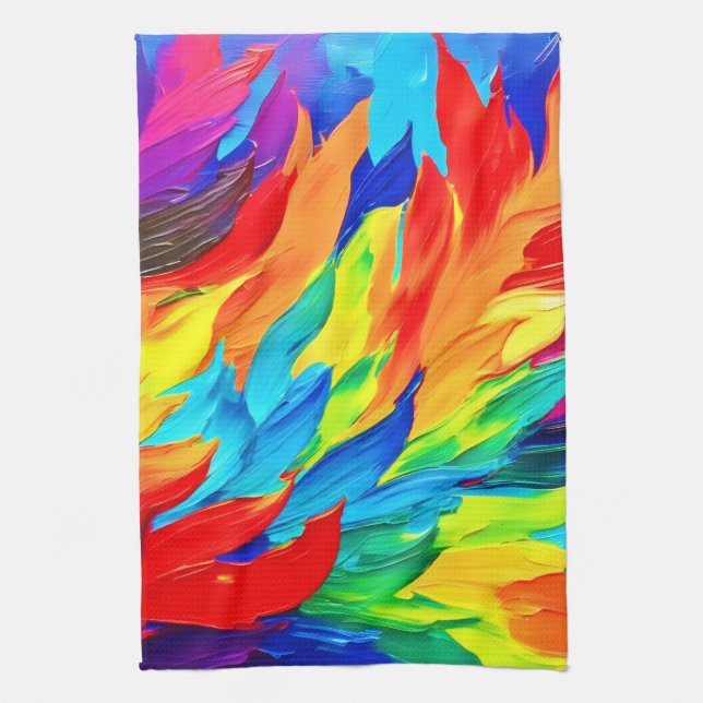 Paño De Cocina Vibrante pintura abstracta de expresionismo (Vertical)