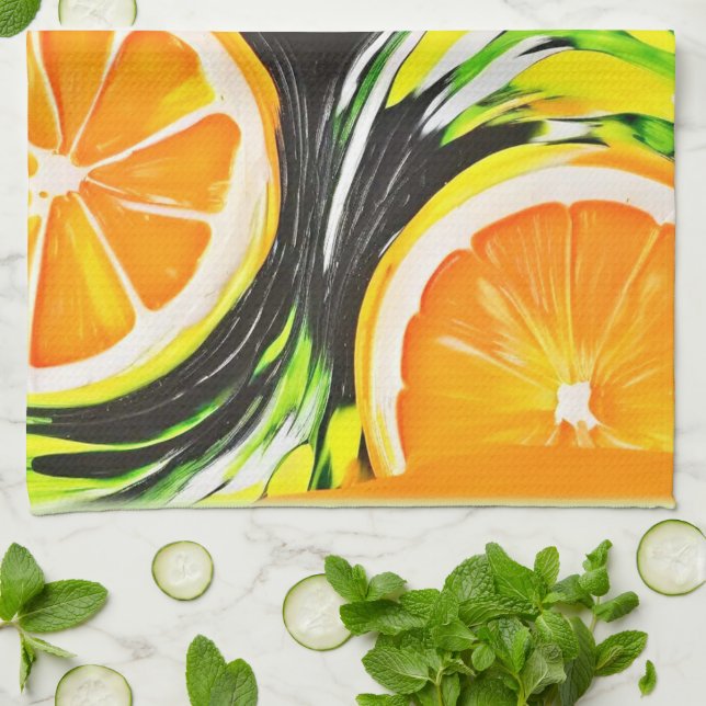 Paño De Cocina Vibrante pintura de cítricos (Doblado)