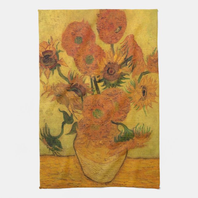 Paño De Cocina Vicente van Gogh Vase de Vida Fija con 15 girasole (Vertical)
