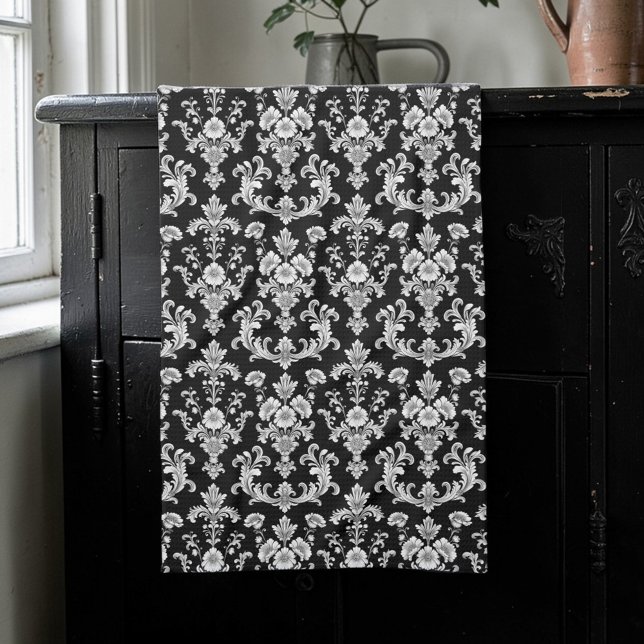 Paño De Cocina Victorian Black and White Damask Pattern (Subido por el creador)