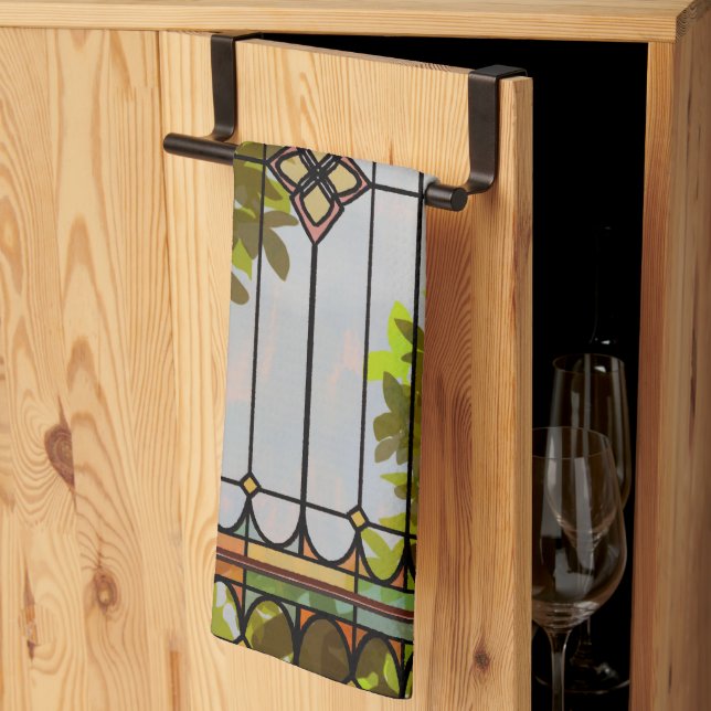 Paño De Cocina Victorian Garden Stained glass Window Curtain (Pliegue de tercios)