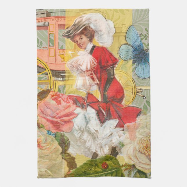 Paño De Cocina Victoriana Lady Woman Fun Carriage (Vertical)