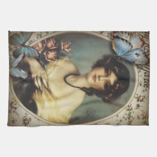Paño De Cocina victoriano parisino de mariposa floral vintage