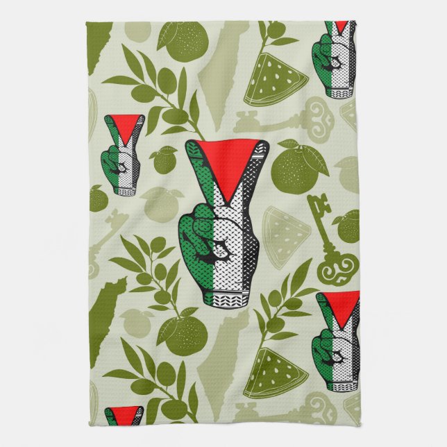 Paño De Cocina Victory Sign Hand Resistance Red Triangle Symbol (Vertical)