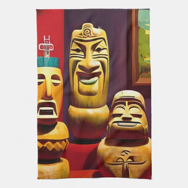 Paño De Cocina Vida cubierta de Tiki, Ken Gage Art (Vertical)