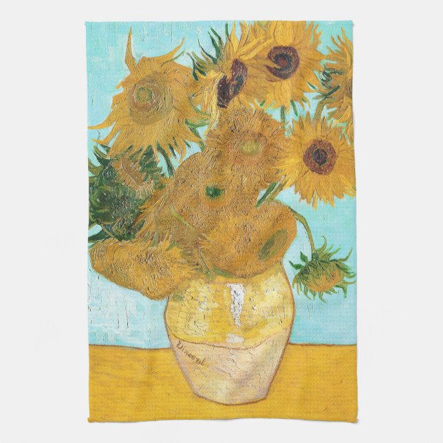 Paño De Cocina Vida fija - Base con doce girasoles van Gogh (Vertical)