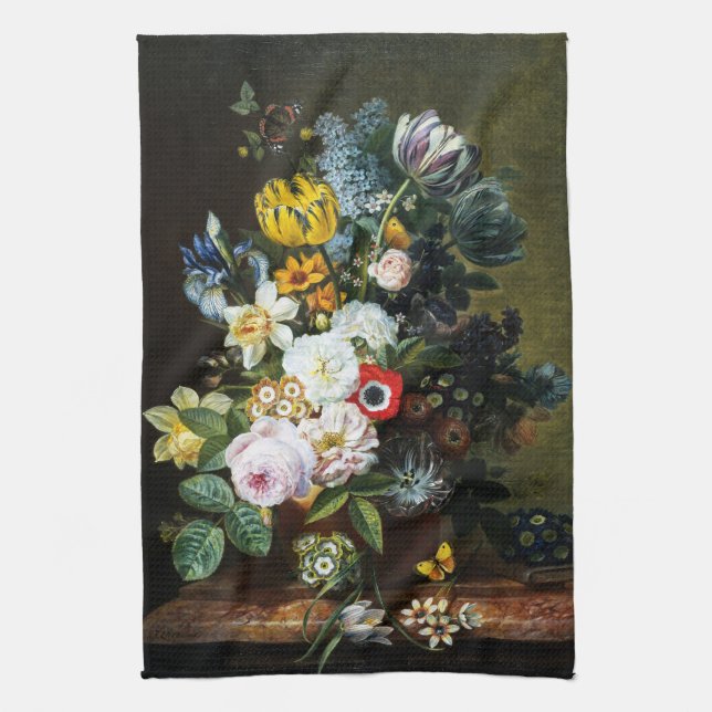 Paño De Cocina Vida fija con pintura de flores (Vertical)