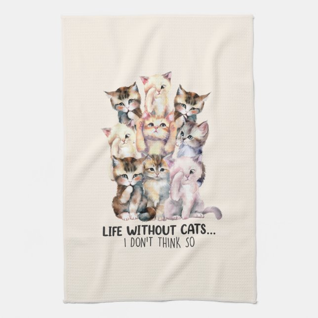 Paño De Cocina ¿Vida sin gatos? No lo creo (Vertical)