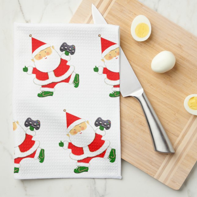 Paño De Cocina Video Gaming Christmas Holiday (Doblado Cuarto)