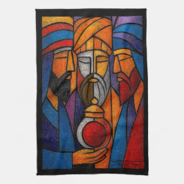 Paño De Cocina Vidrieras Modernas Tres Reyes Magos