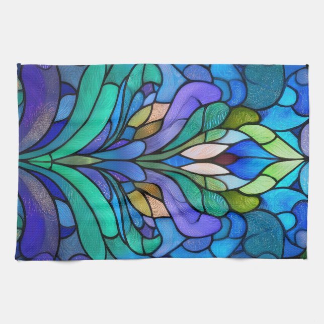 Paño De Cocina Vidrio azul con manchas florales (Horizontal)