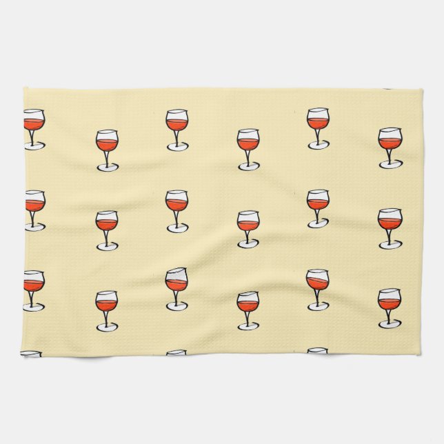 Paño De Cocina Vidrio de vino sobre naranja (Horizontal)