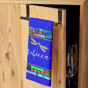 Paño De Cocina Vidrio emplomado y libélula personalizado para coc