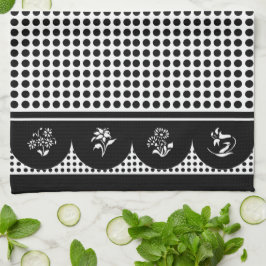 Paño De Cocina Vieira de puntos de polka negro gris estilo Retro