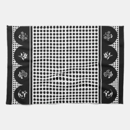 Paño De Cocina Vieira de puntos de polka negro gris estilo Retro 