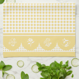 Paño De Cocina Vieira de puntos polka amarilla estilo retro vinta