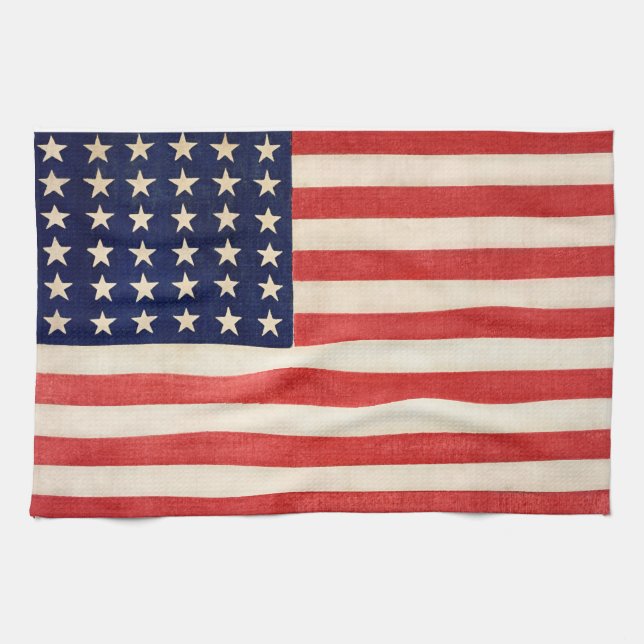Paño De Cocina Vieja Vieja Vieja Bandera Estadounidense De Treint (Horizontal)
